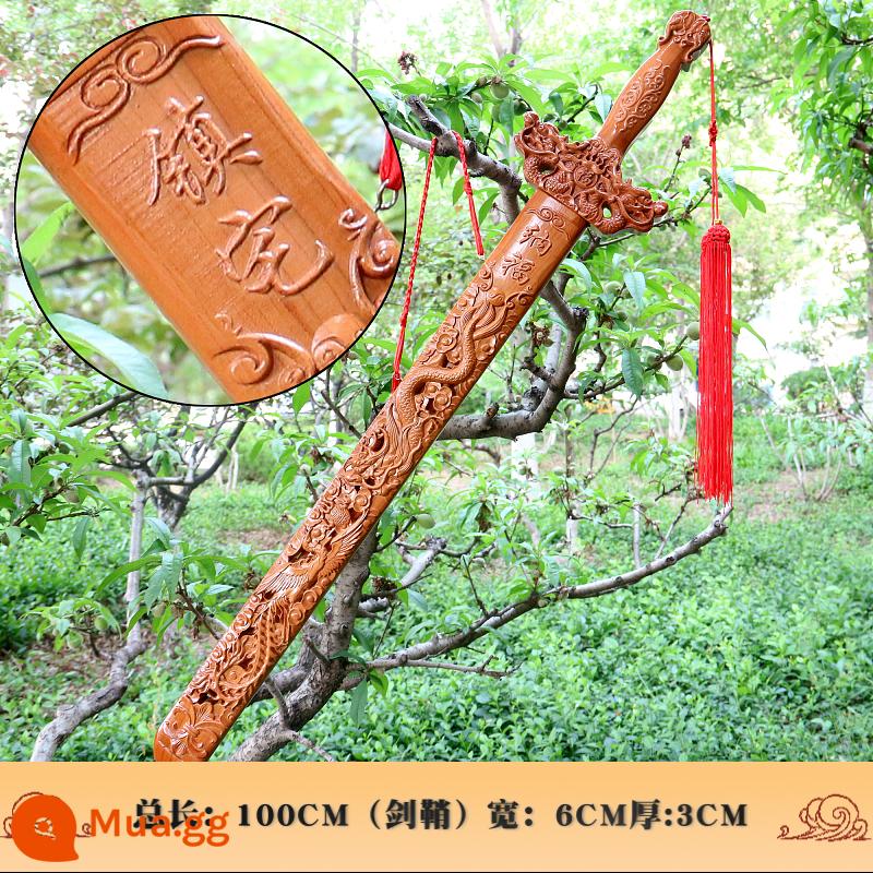 Authentic Feicheng Taoomu Thị trấn Swing Town Thị trấn Trẻ em Bảo vệ Pebunary Peach Tim Sword Children Baby Taoist Sword Magisa - Thanh kiếm rồng phượng 100cm (gỗ đào chạm khắc tinh xảo)