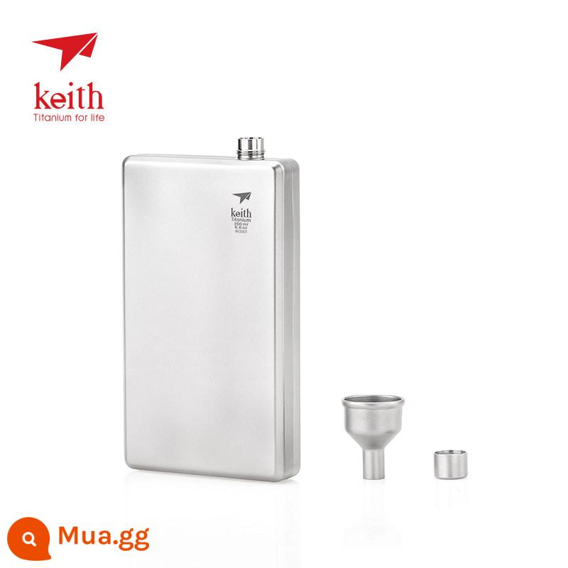 Keith Kaisi titan nguyên chất hông nhỏ bình di động hông bình di động mini ấm đun nước trắng thùng rượu ngoài trời cổ điển nồi rượu - Bình hông vuông titan màu cơ bản Ti9306 100ML có phễu titan miễn phí