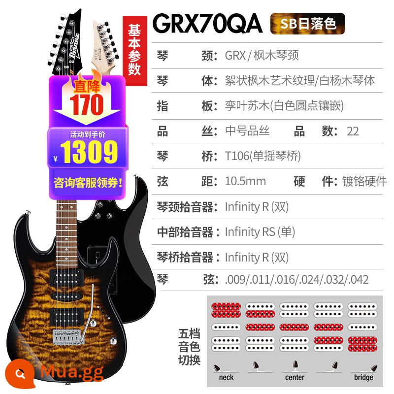 Ibanez Ibanna Đàn Guitar Điện GRX40/70QA/120 GRG121/170DX Bộ Đàn Guitar Cho Người Mới Bắt Đầu - [⭐Rock Model] GRX70QA Hoàng hôn chuyển màu + Gói quà tặng cho người mới bắt đầu