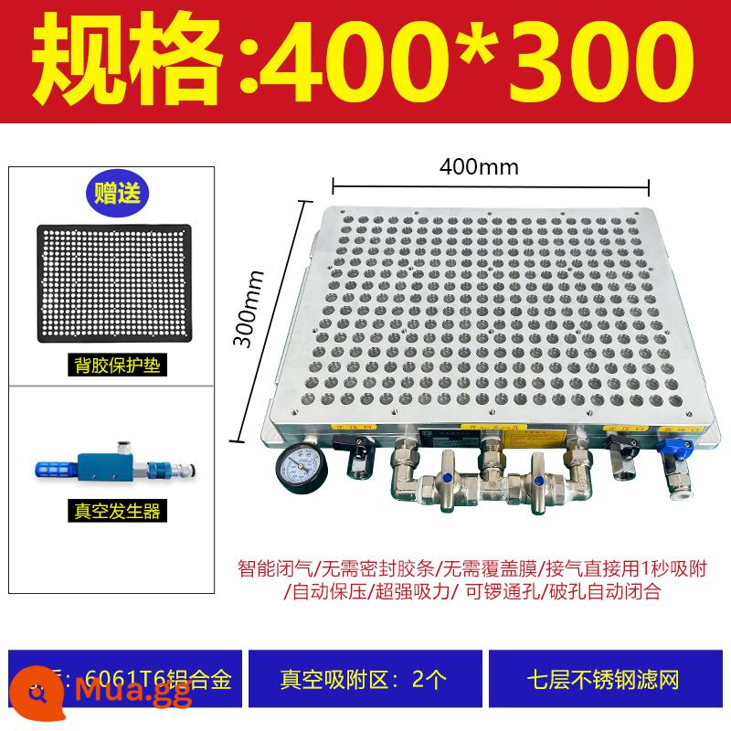 CNC công nghiệp máy hút bụi Poly -porous CNC mà không niêm phong thanh cao su PVC Tấm nhôm bằng thép không gỉ Máy phay bằng thép không gỉ - Model nâng cấp hoàn toàn mới 400X300 (bao gồm bộ lọc bằng thép không gỉ, tấm bảo vệ, máy tạo chân không)