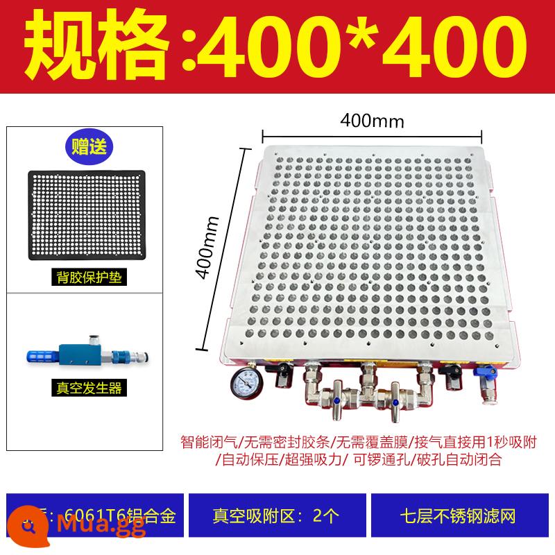 CNC công nghiệp máy hút bụi Poly -porous CNC mà không niêm phong thanh cao su PVC Tấm nhôm bằng thép không gỉ Máy phay bằng thép không gỉ - Model nâng cấp mới 400X400 (bao gồm bộ lọc bằng thép không gỉ, tấm bảo vệ, máy tạo chân không)