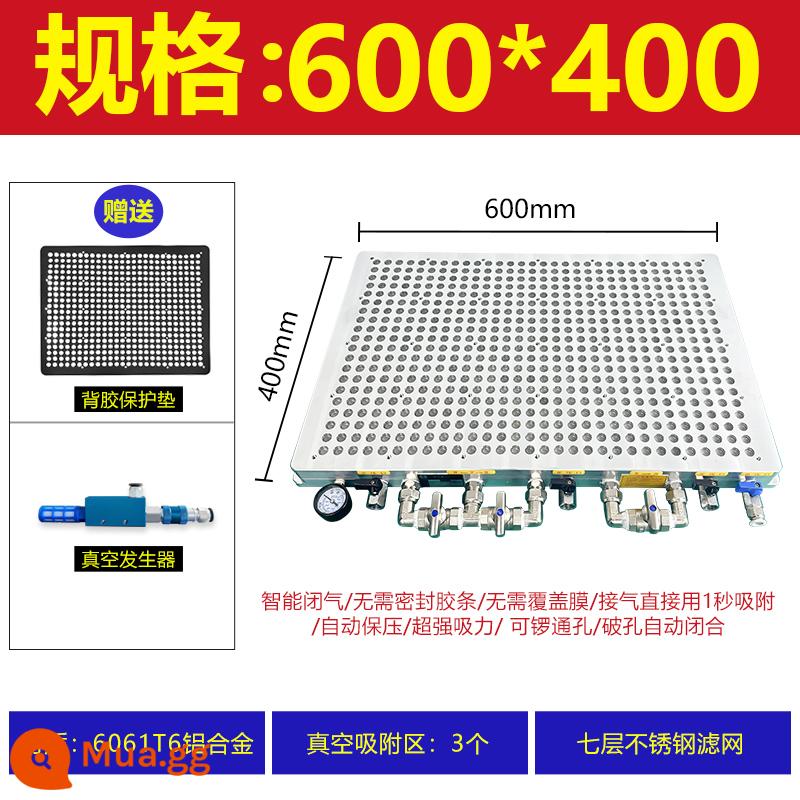 CNC công nghiệp máy hút bụi Poly -porous CNC mà không niêm phong thanh cao su PVC Tấm nhôm bằng thép không gỉ Máy phay bằng thép không gỉ - Model nâng cấp hoàn toàn mới 600X400 (bao gồm bộ lọc bằng thép không gỉ, tấm bảo vệ, máy tạo chân không)