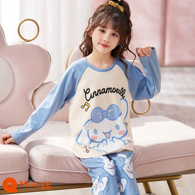 Bộ đồ ngủ bé gái xuân thu cotton nguyên chất dài tay phù hợp với trẻ em hoạt hình dễ thương quế chó bé gái quần áo mặc nhà mùa thu - 33384-Quế chó