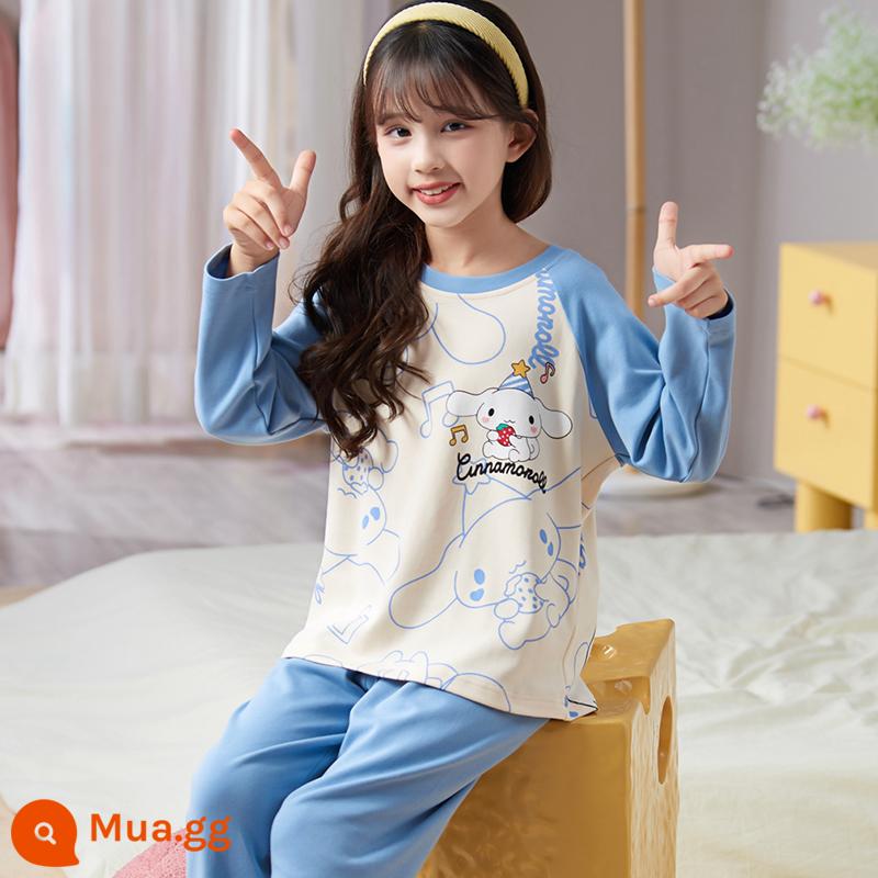 Bộ đồ ngủ bé gái xuân thu cotton nguyên chất dài tay phù hợp với trẻ em hoạt hình dễ thương quế chó bé gái quần áo mặc nhà mùa thu - 33377-Quế chó