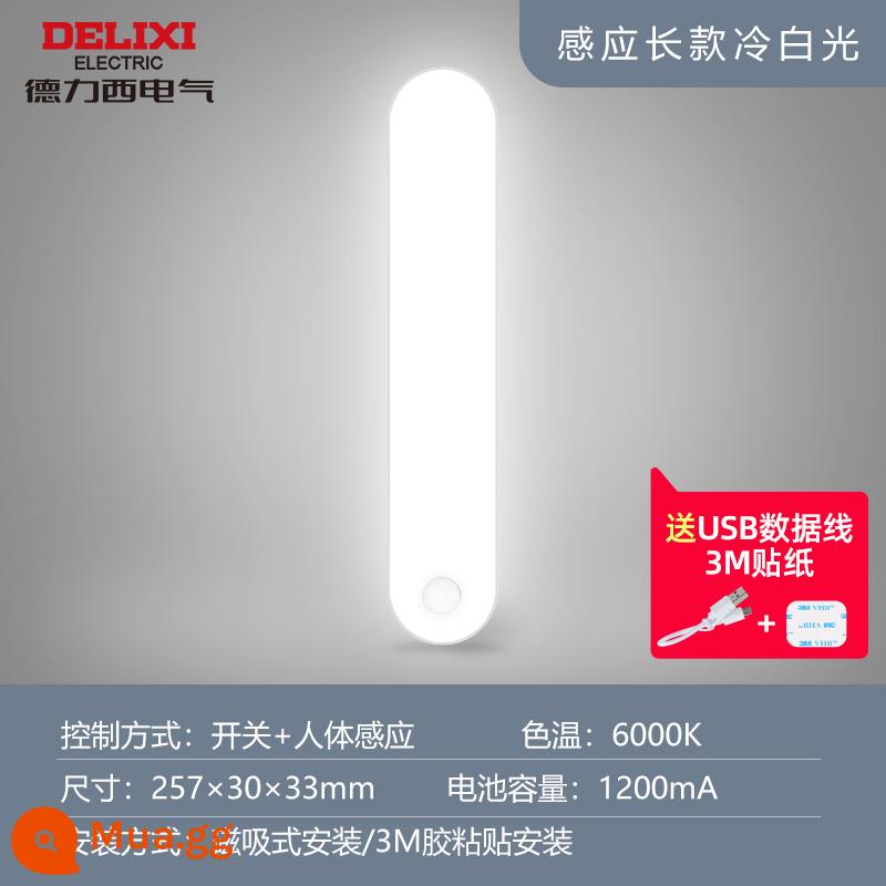 Delixi cơ thể con người cảm ứng đèn ngủ LED phòng ngủ ngủ đầu giường bé và bảo vệ mắt trẻ em khi cho con bú USB điều khiển từ xa thông minh - [Mẫu nhạy sáng]/Nhiệt độ màu 6000K (Từ tính/Keo 3M)