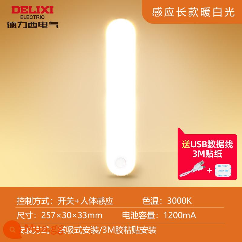 Delixi cơ thể con người cảm ứng đèn ngủ LED phòng ngủ ngủ đầu giường bé và bảo vệ mắt trẻ em khi cho con bú USB điều khiển từ xa thông minh - [Mẫu nhạy sáng]/Nhiệt độ màu 3000K (Hút từ tính/Keo 3M)