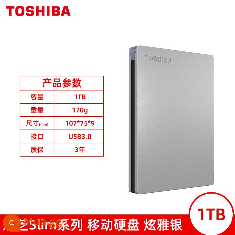 Ổ cứng di động Toshiba 1/2t Slim USB3.2 máy tính gắn ngoài 2,5 inch bộ nhớ ngoài không rắn A3/A5 - Dòng sản phẩm mỏng được bảo vệ bằng mật khẩu Metal Slim (Xuanya Silver) 1T