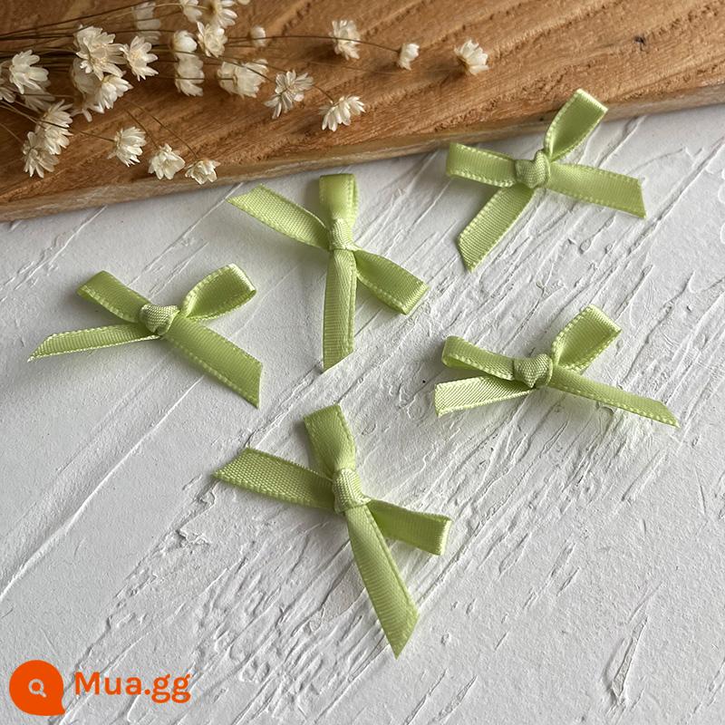 Rộng 2.5cm ruy băng handmade thành nơ handmade DIY chất liệu quần áo phụ kiện tóc phụ kiện đựng thẻ chất liệu trang trí - 10 chiếc nơ nhỏ màu xanh matcha, chiều rộng ruy băng 0,6cm