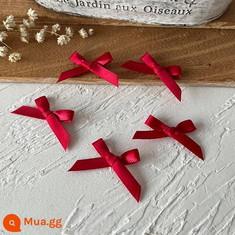 Rộng 2.5cm ruy băng handmade thành nơ handmade DIY chất liệu quần áo phụ kiện tóc phụ kiện đựng thẻ chất liệu trang trí - 10 chiếc nơ nhỏ màu đỏ, chiều rộng ruy băng 0,6cm