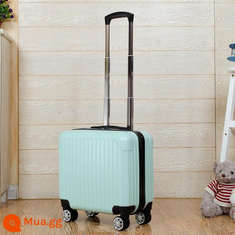 Vali xe đẩy 14 inch nhỏ và tiện lợi vali sinh viên nam và nữ sống trong trường Hộp lưu trữ hộp mật khẩu nội trú 20 inch - Xanh nhạt-cổ điển