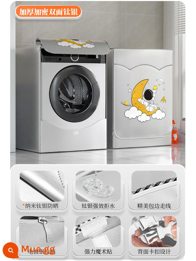 Vỏ máy giặt trống chống nắng chống nước Mũ bảo hiểm Little Swan Panasonic che bụi hoàn toàn tự động đa năng - [Bạc Titan hai mặt được mã hóa dày] Hành tinh không gian