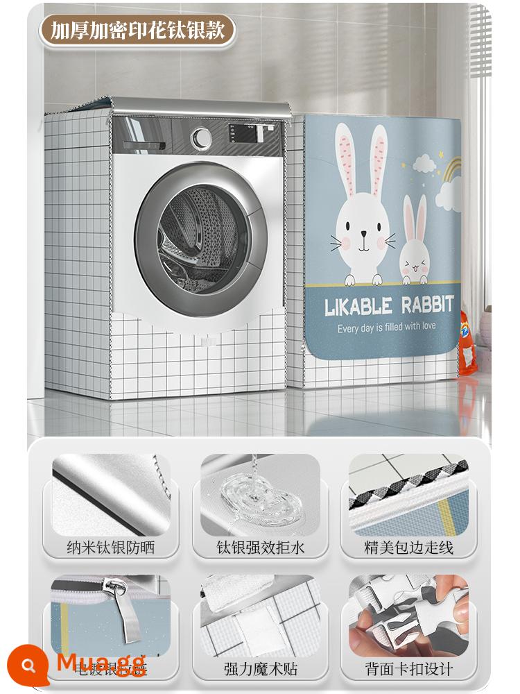 Vỏ máy giặt trống chống nắng chống nước Mũ bảo hiểm Little Swan Panasonic che bụi hoàn toàn tự động đa năng - [Mô hình được mã hóa dày] Chú thỏ dễ thương