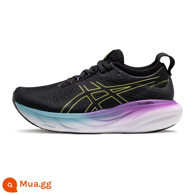 Giày chạy bộ đệm và phục hồi mới của ASICS GEL-NIMBUS 25 dành cho nữ, giày thể thao co giãn mềm thoáng khí nhẹ - đen/vàng