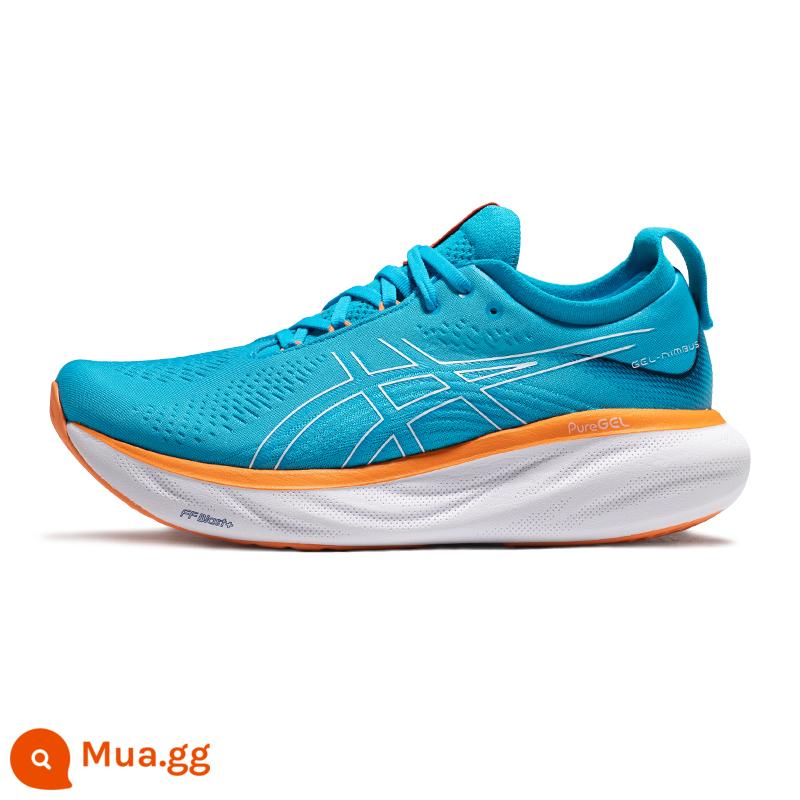 ASICS Arthur mùa hè mới GEL-NIMBUS 25 đàn hồi thoáng khí đệm nhẹ giày chạy bộ giày thể thao - Xanh lam/Đỏ [Rộng 2E cuối cùng]