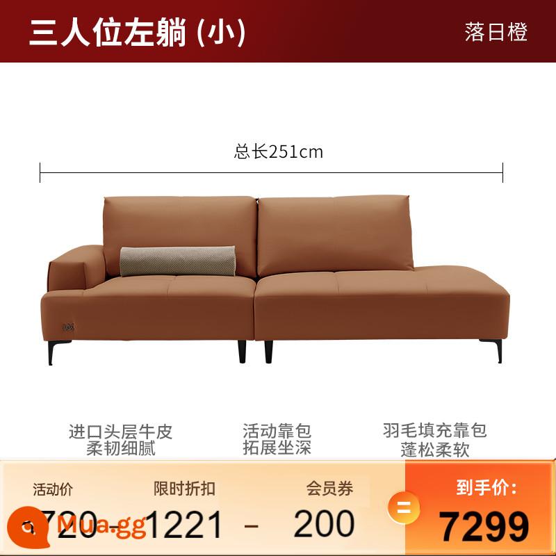 Mới Gujia Nhà Không Giới Hạn Sofa Phong Cách Châu Âu Nhẹ Sang Trọng Sofa Da Tự Do Nằm Sofa Thẳng Sofa Da 1213 - [Giao hàng trong vòng 30 ngày] [Màu cam hoàng hôn] 3 người có thể nằm thoải mái bên trái (2,51 mét)