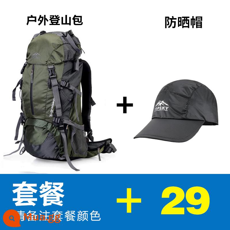 Túi leo núi ngoài trời Topsky dành cho nam và nữ đa chức năng 40L50L 60L Túi đeo vai ba lô đi bộ đường dài sức chứa lớn - [Ba lô + Mũ che nắng + Áo mưa]