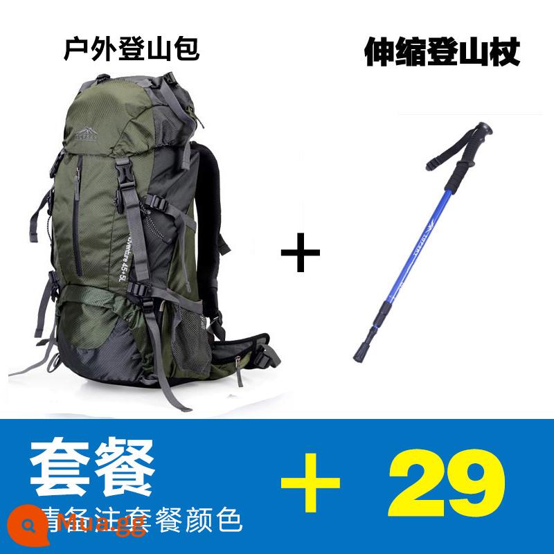 Túi leo núi ngoài trời Topsky dành cho nam và nữ đa chức năng 40L50L 60L Túi đeo vai ba lô đi bộ đường dài sức chứa lớn - [Ba lô + gậy trekking + áo mưa]