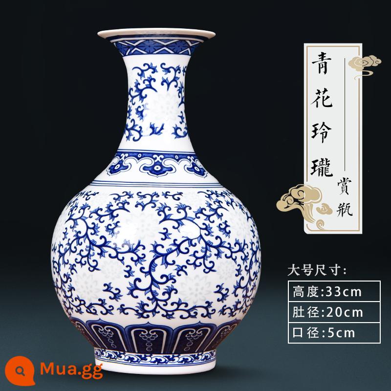 Vase Geramic Light Light sang trọng cao -sứ Jingdezhen màu xanh và trắng Đồ sứ Trung Quốc Trang trí trang trí trang trí trang trí trang trí trang trí trang trí trang trí trang trí - Bình lớn màu xanh trắng (có đế)