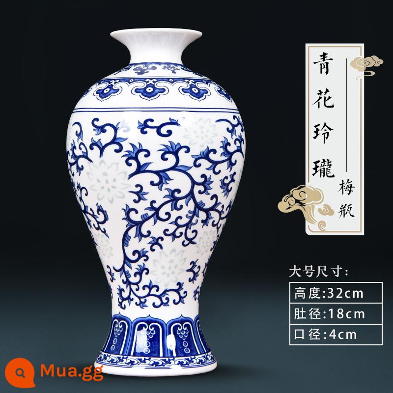 Vase Geramic Light Light sang trọng cao -sứ Jingdezhen màu xanh và trắng Đồ sứ Trung Quốc Trang trí trang trí trang trí trang trí trang trí trang trí trang trí trang trí trang trí - Bình hoa mận trắng xanh lớn (có đế)