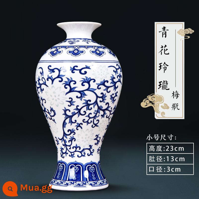 Vase Geramic Light Light sang trọng cao -sứ Jingdezhen màu xanh và trắng Đồ sứ Trung Quốc Trang trí trang trí trang trí trang trí trang trí trang trí trang trí trang trí trang trí - Bình hoa mận trắng xanh nhỏ (có đế)