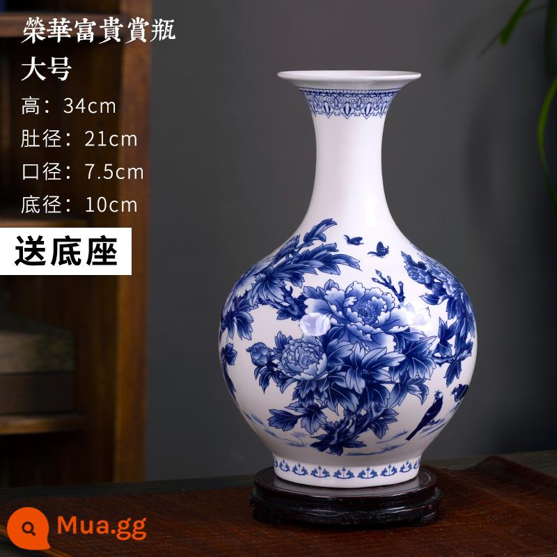 Vase Geramic Light Light sang trọng cao -sứ Jingdezhen màu xanh và trắng Đồ sứ Trung Quốc Trang trí trang trí trang trí trang trí trang trí trang trí trang trí trang trí trang trí - Bình sứ xương hoa mẫu đơn - cỡ lớn (có đế)