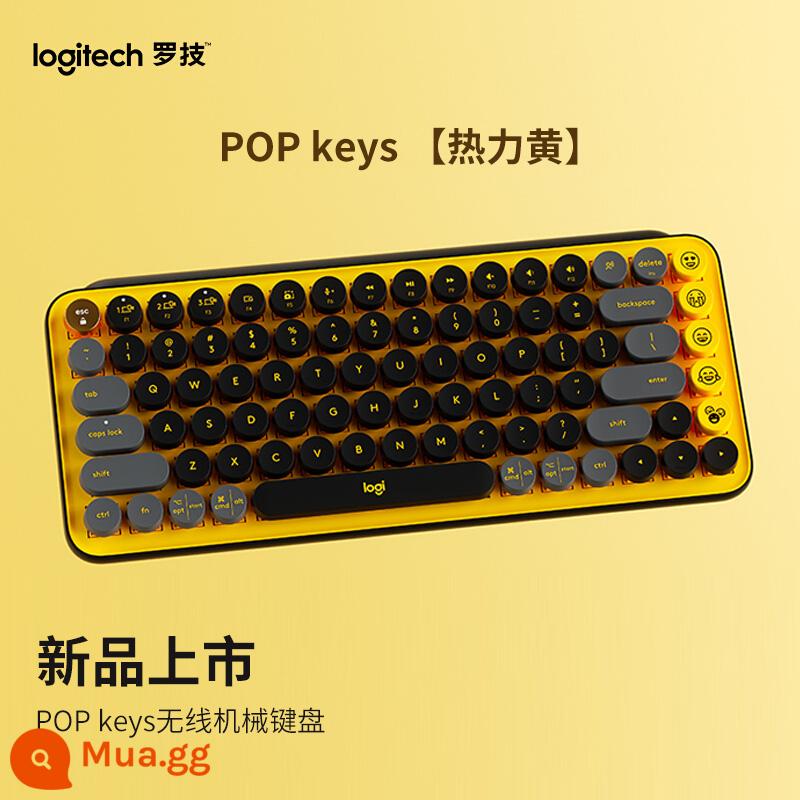 Logitech POP KEYS Bluetooth không dây bàn phím cơ TTC trà trục bong bóng Retro Punk bàn phím bé gái di động - phím bật [màu vàng nóng]