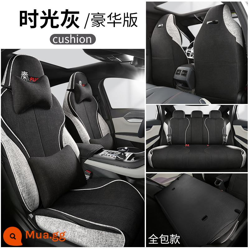 BYD Qin plusev bọc ghế ô tô đặc biệt Qin plus DMI hoàn toàn bao quanh bốn mùa đệm vải lanh cotton bọc ghế - Qin plus phiên bản sang trọng dành riêng cho xe 5 chỗ bằng vải cotton và vải lanh (màu xám thời gian) bao gồm tất cả các ghế sau