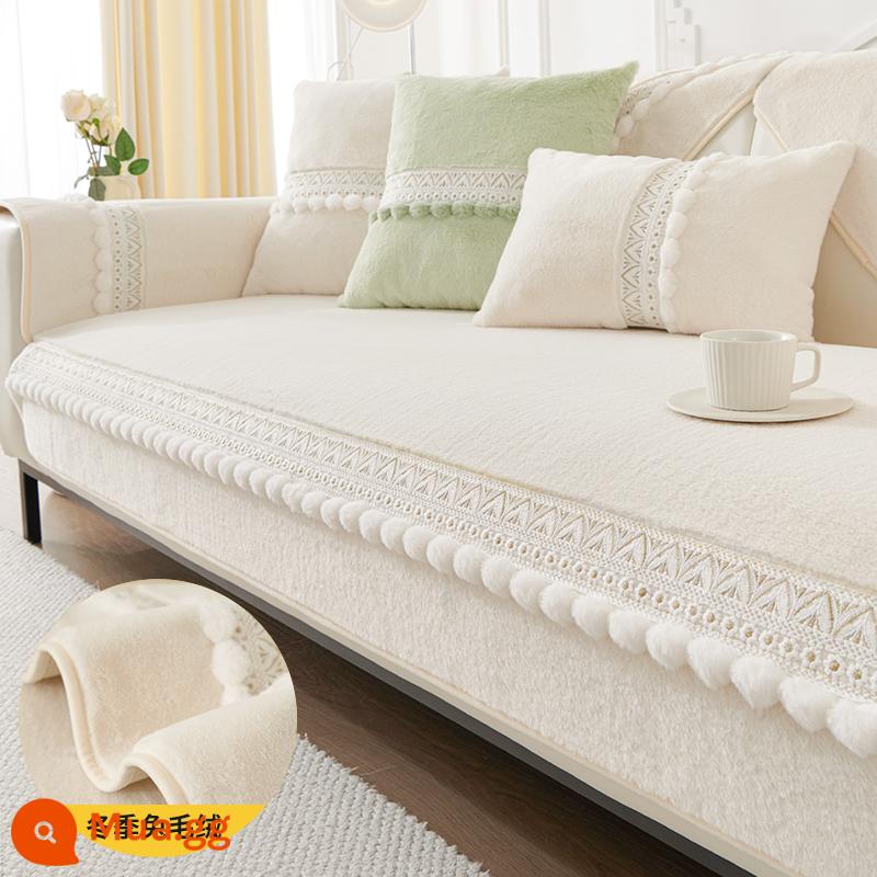 Đệm sofa kiểu Pháp nhẹ mới 2023, bọc ghế sofa da chống trượt chenille phổ thông cho mọi mùa, đệm ngồi, phong cách thu đông - Chloe-off-white (phong cách mùa đông)