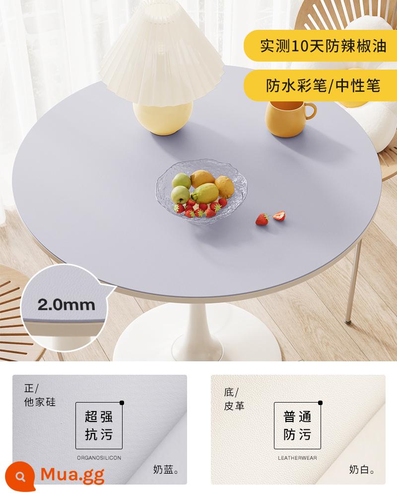 [Silicone chống bẩn] Khăn trải bàn tròn chống thấm nước, chống dầu, chống giặt và chống bỏng tại nhà phòng khách bàn ăn tròn thảm lót bàn cà phê - Màu xanh sữa Sky 2.0mm