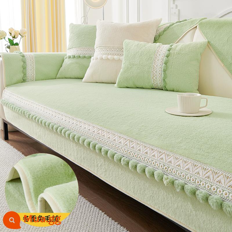 Đệm sofa kiểu Pháp nhẹ mới 2023, bọc ghế sofa da chống trượt chenille phổ thông cho mọi mùa, đệm ngồi, phong cách thu đông - Chloe-green (phong cách mùa đông)