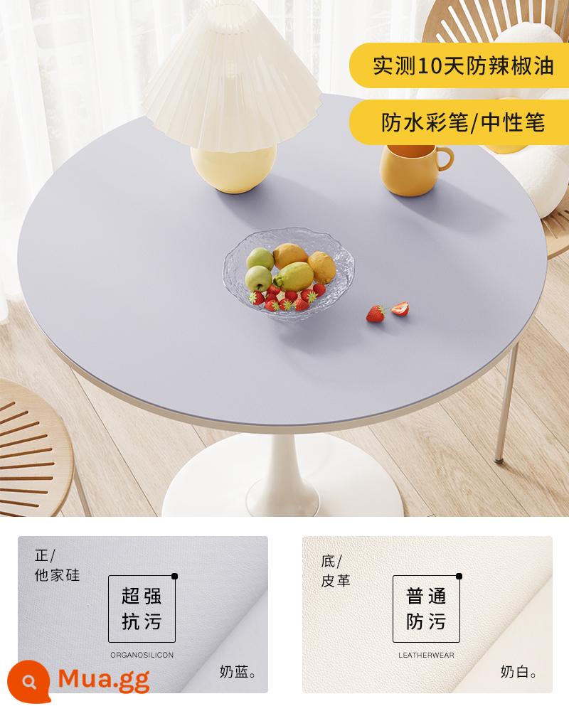 [Silicone chống bẩn] Khăn trải bàn tròn chống thấm nước, chống dầu, chống giặt và chống bỏng tại nhà phòng khách bàn ăn tròn thảm lót bàn cà phê - Màu xanh sữa Sky 1.6mm