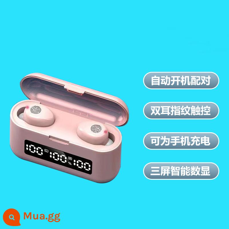 Tai nghe Bluetooth mini không dây thực sự giảm tiếng ồn vô hình trong tai chạy thể thao chất lượng cao có thời lượng pin dự phòng dài tai nghe - Màu hồng + màn hình kỹ thuật số ba màn hình + hiệu ứng âm thanh vòm