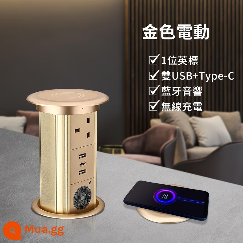 Tiêu Chuẩn Anh Nâng Ổ Cắm Điện Nhúng Máy Tính Để Bàn Đảo Thông Minh Sạc Không Dây Ổ Cắm USB Đa Năng - Gold electric_tiêu chuẩn UK + USB kép + Type-C + loa + sạc không dây