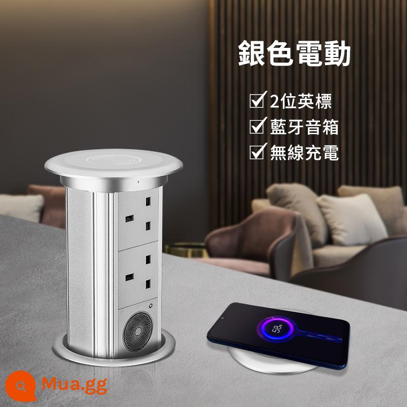 Tiêu Chuẩn Anh Nâng Ổ Cắm Điện Nhúng Máy Tính Để Bàn Đảo Thông Minh Sạc Không Dây Ổ Cắm USB Đa Năng - Bạc điện_chuẩn Anh 2 chữ số + loa + sạc không dây