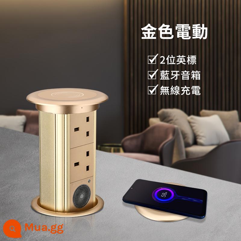 Tiêu Chuẩn Anh Nâng Ổ Cắm Điện Nhúng Máy Tính Để Bàn Đảo Thông Minh Sạc Không Dây Ổ Cắm USB Đa Năng - Điện vàng_chuẩn Anh 2 chữ số + loa + sạc không dây