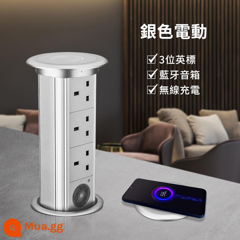 Tiêu Chuẩn Anh Nâng Ổ Cắm Điện Nhúng Máy Tính Để Bàn Đảo Thông Minh Sạc Không Dây Ổ Cắm USB Đa Năng - Bạc điện_chuẩn Anh 3 số + loa + sạc không dây