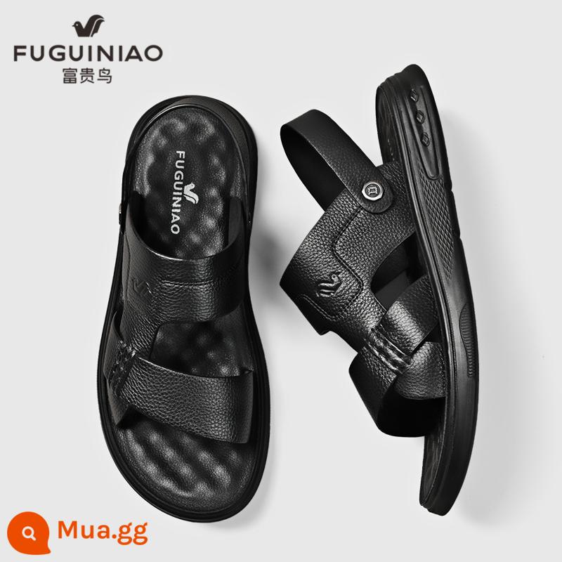 Giày sandal nam phong phú đi chơi mùa hè đế mềm da chống trượt thể thao đi biển bố lái xe từ dép và dép đi trong nhà - đen