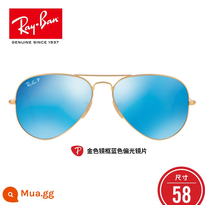 Kính mát RayBan Ray-Ban hình phi công film màu phân cực nam nữ 0RB3025 - Ống kính phân cực màu xanh khung vàng 112/4L cỡ 58