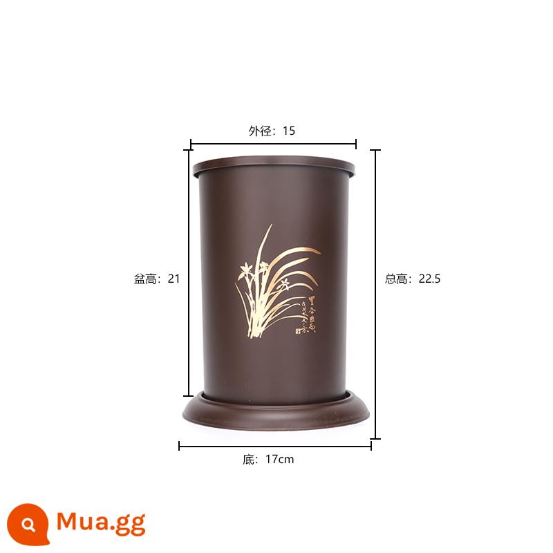 Bờ hoa lan dày Basin Pot Pot Imites Purple Sand, Square Round Basin, ngũ cốc hoa lan cao -Giấy hoa bằng nhựa gốm giả bằng gốm - Chậu lan tròn 150 + đế