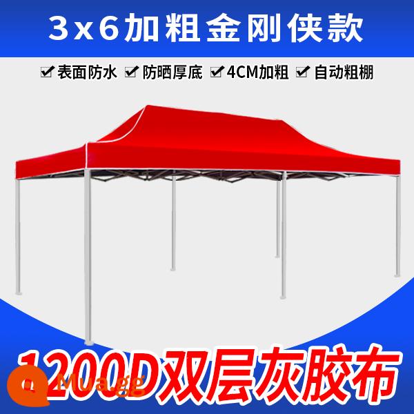 Lều quảng cáo gian hàng ngoài trời có ô lớn bốn chân che mưa bốn góc mái hiên gấp nhà để xe kính thiên văn - 3x6 Supreme Edition Bold King Kong Man Red (Đậm và dày, miễn phí vận chuyển)