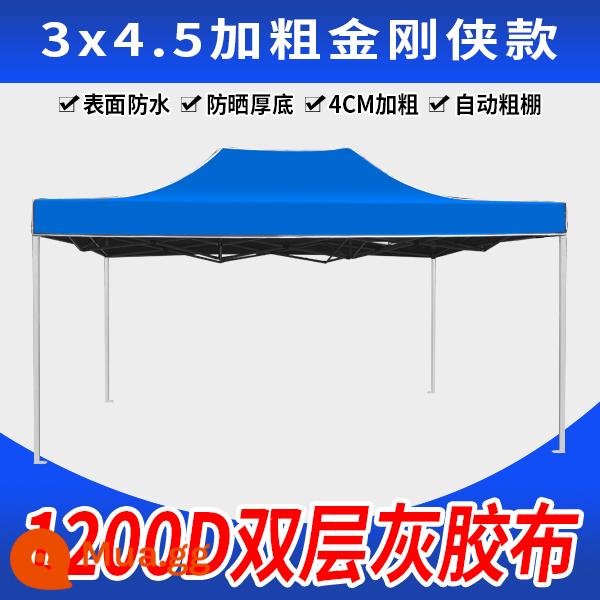 Lều quảng cáo gian hàng ngoài trời có ô lớn bốn chân che mưa bốn góc mái hiên gấp nhà để xe kính thiên văn - 3x4.5 Supreme Edition Bold King Kong Man Blue (Miễn phí vận chuyển đậm và dày hơn)