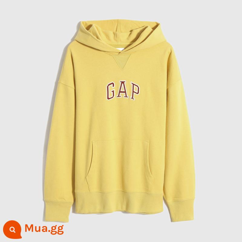 Gap LOGO nam và nữ Áo len mềm dệt vòng tròn kiểu Pháp 809007 mùa xuân cặp đôi mặc áo chui đầu có mũ trùm đầu thủy triều - màu vàng