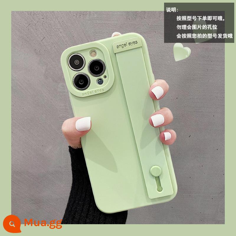 Thích hợp cho iphone14promax Advanced 13 vỏ bảo vệ điện thoại di động màu tím đậm 12 xr mới apple 11 silicone xs đơn giản - Dây đeo cổ tay màu xanh Matcha