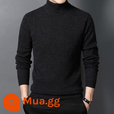 Woodpecker gỗ cashmere nam 100%loa cashmere nguyên chất áo len nam nam - Đen và xám [áo cao]