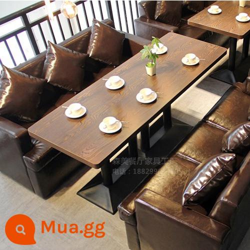 Bàn ghế quán cà phê kết hợp chủ đề nhà hàng phương tây quầy bar bàn ghế tráng miệng đồ uống quán trà sữa quầy bar ăn vặt ghế sofa thẻ - Một bàn, sofa 2 người (màu nâu) [6 người]