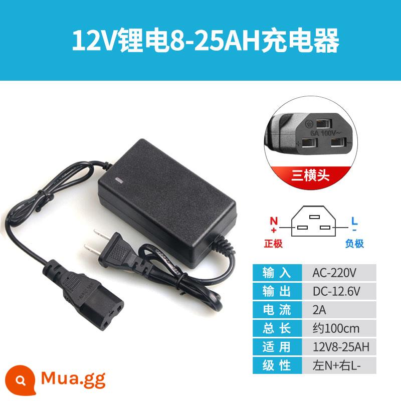 Nông nghiệp điện 12V phun sạc pin lithium thông minh 8AH12AH20AH sạc pin ba lỗ vượt qua - Sạc máy phun 12V2A [pin lithium ba giao diện ngang]