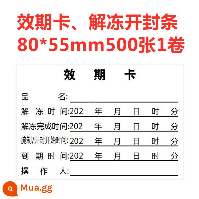 Ngâm thẻ hợp lệ thực phẩm dải thời gian rã đông trong tủ lạnh nhãn hợp lệ thời hạn sử dụng thời gian hết hạn nhãn dán tự dính - Thẻ có giá trị 80*55mm, 500 tờ/cuộn, cần có biên lai, tin nhắn