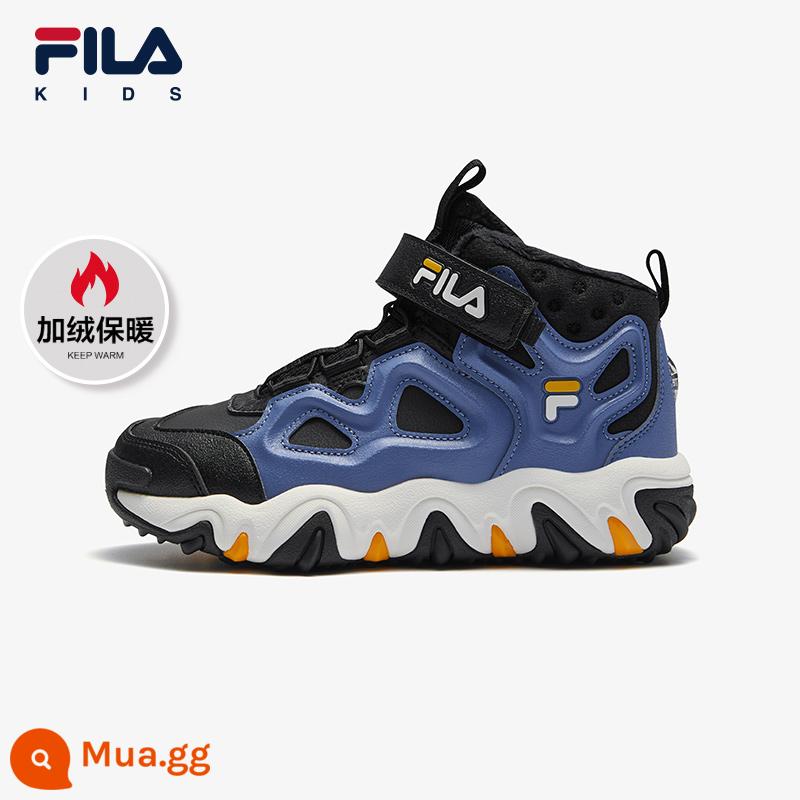 FILA KIDSFila Giày Trẻ Em Trẻ Em Giày Cotton Mùa Đông 2023 Nam Nữ Phong Cách Mới Plus Nhung Ấm Vuốt Hổ giày - Đen/Xanh sương mù-QBB