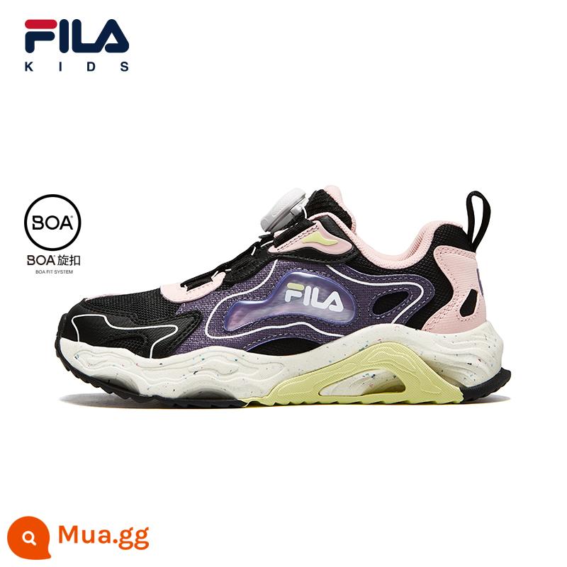 FILA KIDSFila Giày Trẻ Em Trẻ Em Tập Luyện Thu Đông 2023 Mới Nam Nữ Núm Vặn Giày Thể Thao Ngoài Trời - Đen/Tím đại học-BC