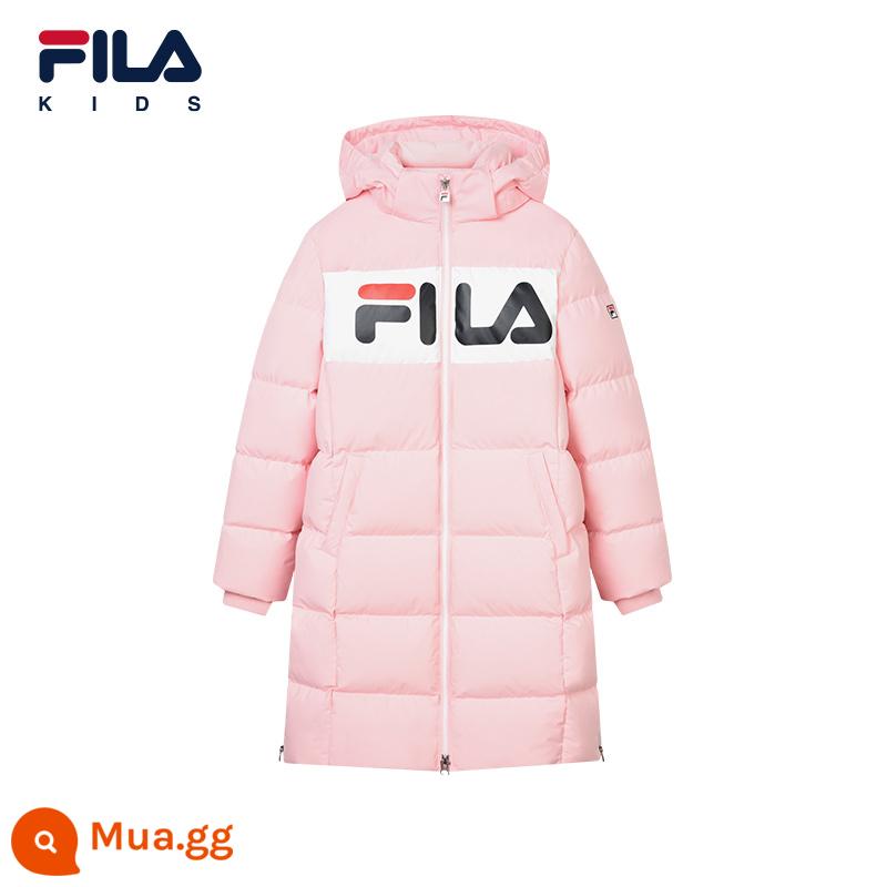 FILA KIDSFila quần áo trẻ em áo khoác trẻ em mùa đông 2023 phong cách mới dài phiên bản có mũ áo khoác ấm áp cho bé trai và bé gái - 1919 Bột Tươi-LP